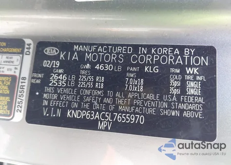 2020 Kia Sportage S from USA, damaged, VIN KNDP63AC5L7655970